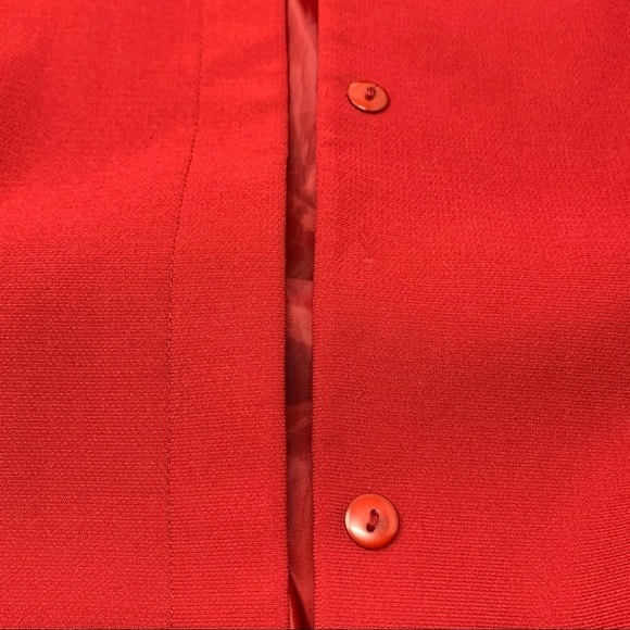 Vintage Emily… Embellished Trim Long Belted Blazer Red Sz 16 Notch Lapel Button - Picture 12 of 16